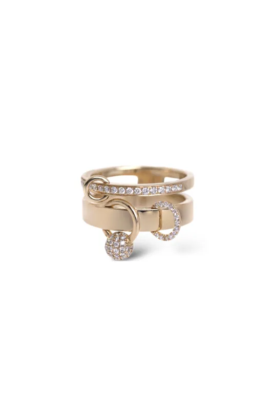 Ring Double Piercing | Yellow Gold & Diamonds - Rainbow K