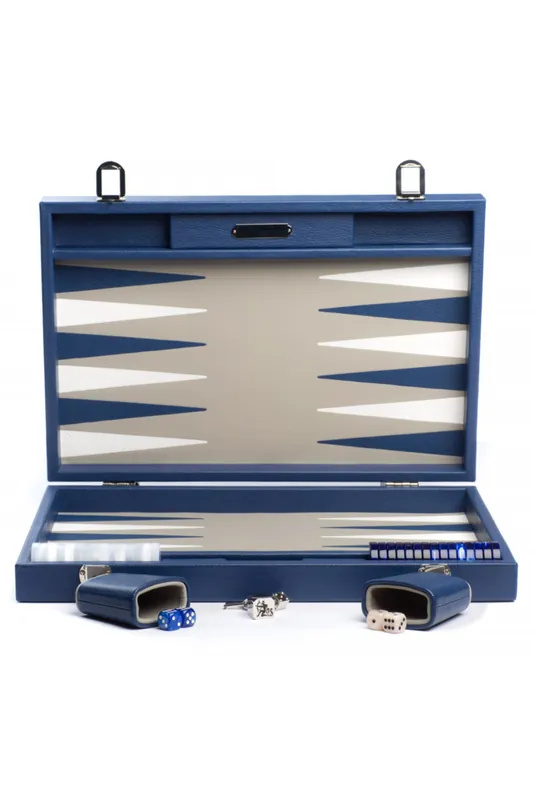 Large Backgammon Case | Blue Buffalo Leather - Hector Saxe