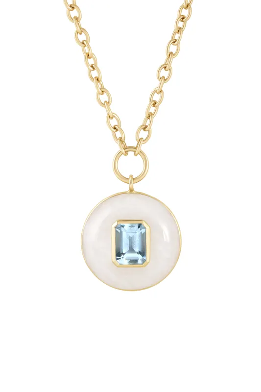 Lollipop Pendant | Aquamarine in White Quartz - Retrouvai