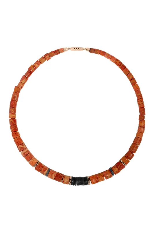 Red Coral Sponge Puka | 16in - Dezso by Sara Beltran