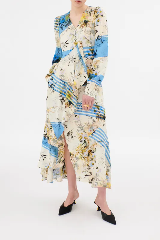 Fess Stripes Dress | Postcard Blue - Odeeh