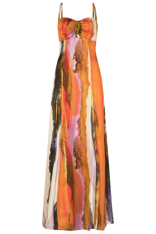 Artis Dress | Orange Orchid Abstract - Silvia Tcherassi