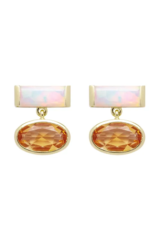 Margarita Baguette Earrings | Citrino White - Aliita