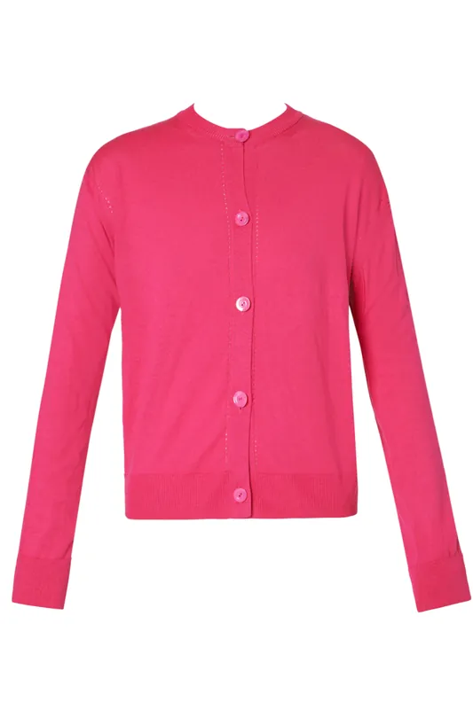 Multi Wearable With Slit Detail Cardigan | Hot Pink - Erdem