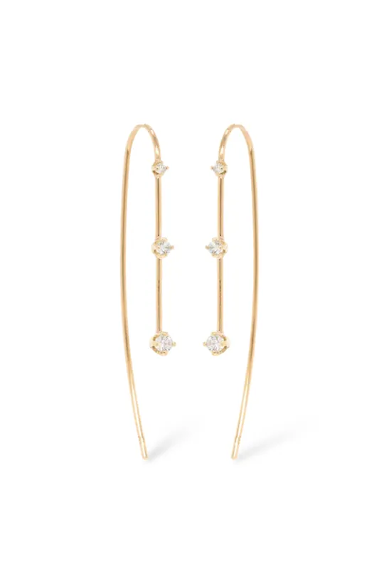 14k Gold Wire Earrings | Graduating Diamonds - Zoe Chicco