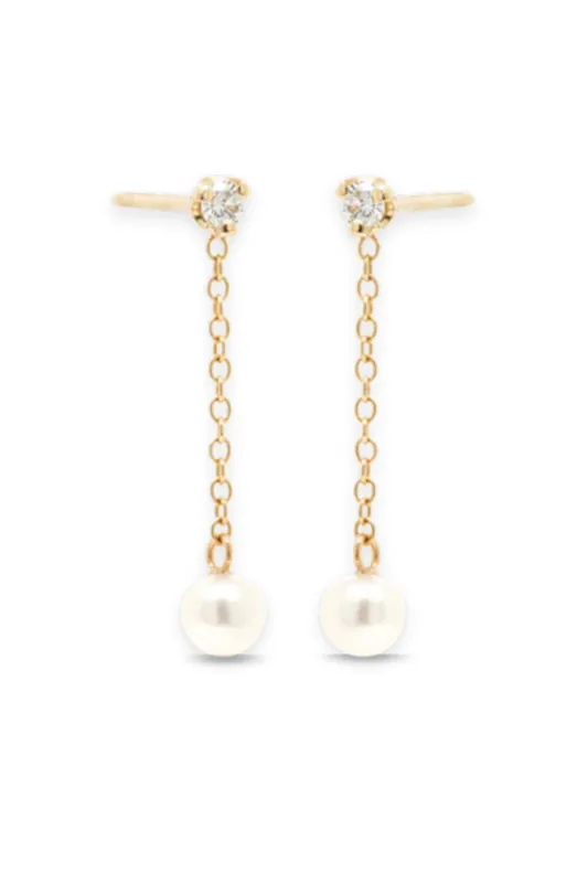 Chain Drop Earrings | Freshwater Pearl - Zoe Chicco