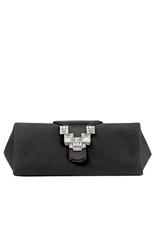 Silk Satin Clutch Bag | Black - Rodo