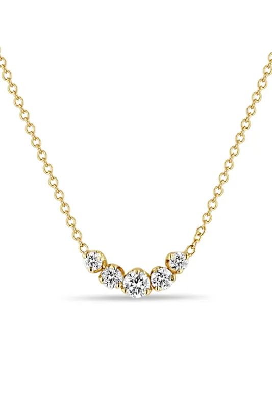 14k 5 Graduated Prong Diamond Necklace - Zoe Chicco