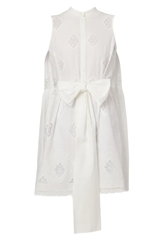 Sleeveless Volume Hem Short Dress | White - Erdem