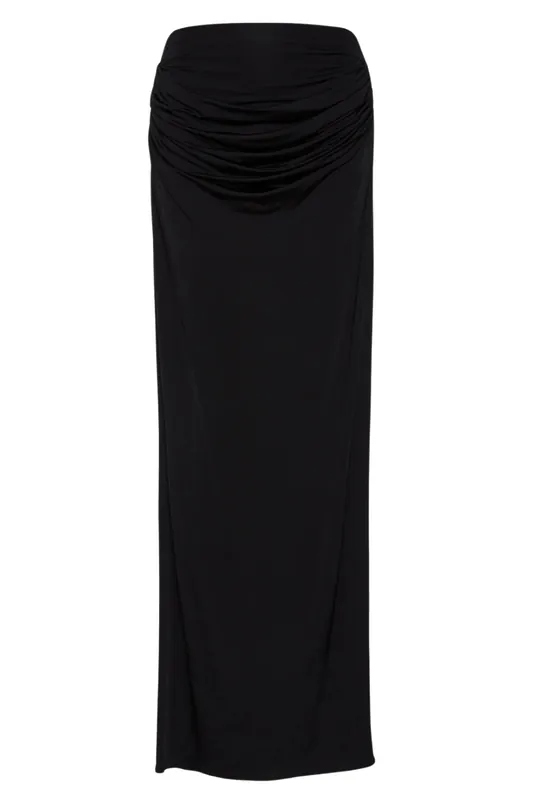 Draped Low Waist Midi Skirt | Black - Magda Butrym
