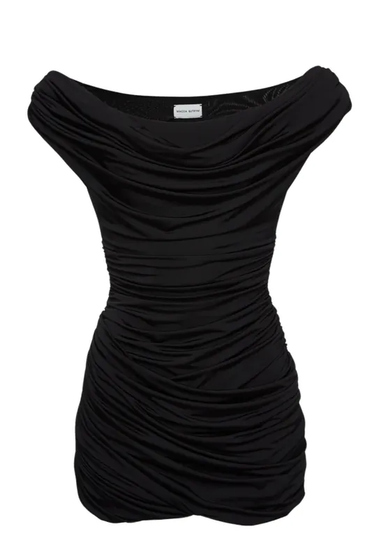 Draped Jersey Mini Dress | Black - Magda Butrym