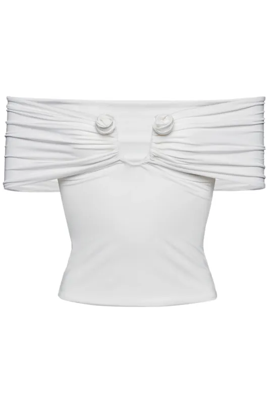 Off Shoulder Jersey Top | White - Magda Butrym