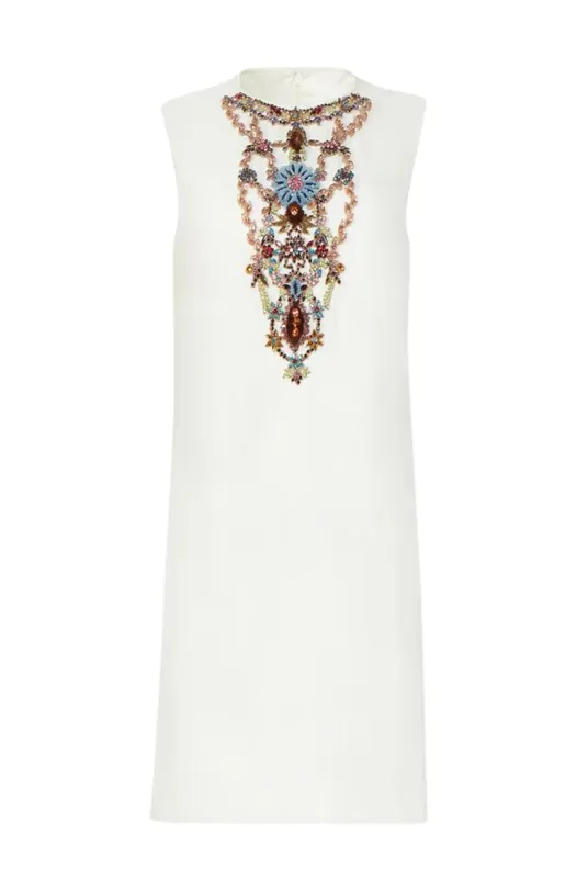 Labrina Crepe Cady Crystal Shift Dress | Multi - Costarellos