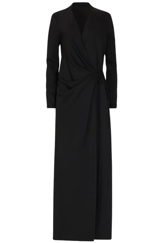 Jenella Crepe Cady Knotted Shirt Dress | Black - Costarellos