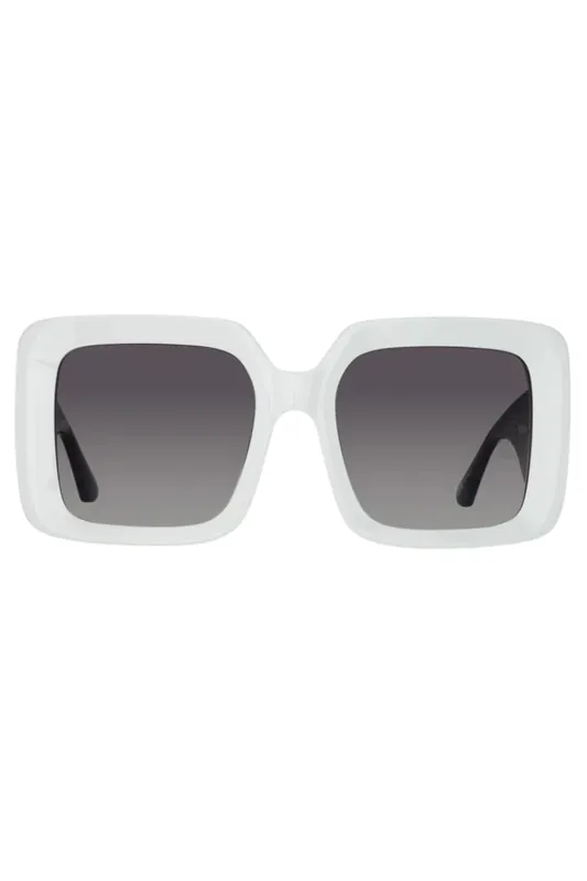 Shelly Oversized Sunglasses | White - Linda Farrow