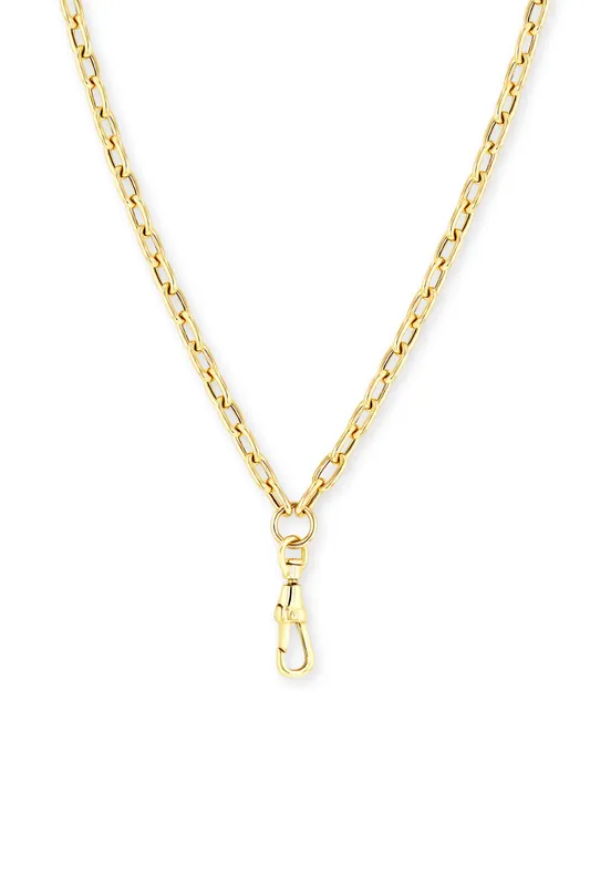 14k Gold Medium Square Oval Chain w/ Drop Fob Clasp - Zoe Chicco