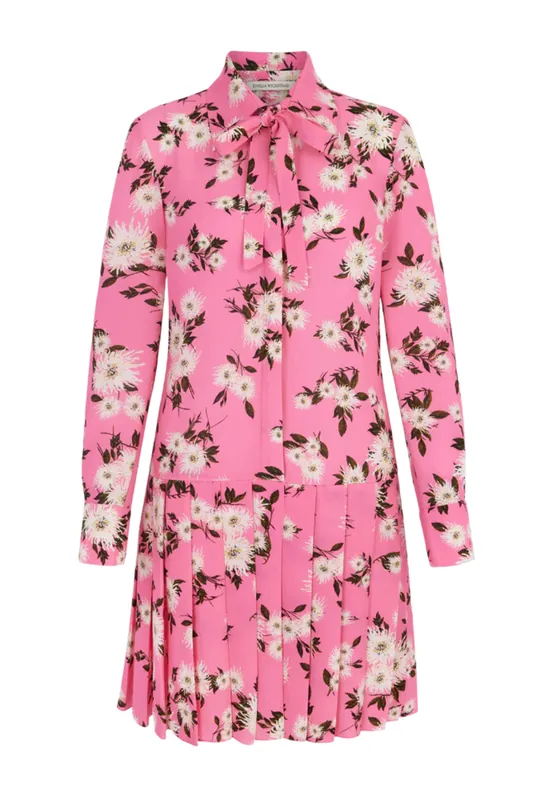 Gunnell Crepe Georgette Dress | Pink Dahlia Floral - Emilia Wickstead