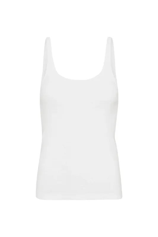 Organic Cotton Slim Scoop Tank | White - St. Agni