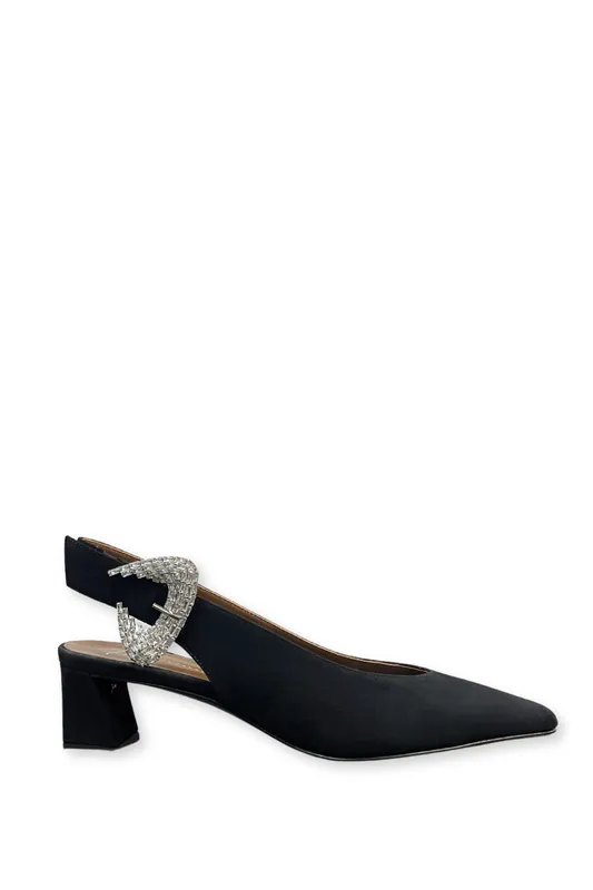Kanda Nero Heel | Crystal Buckle - Giuseppe Zanotti