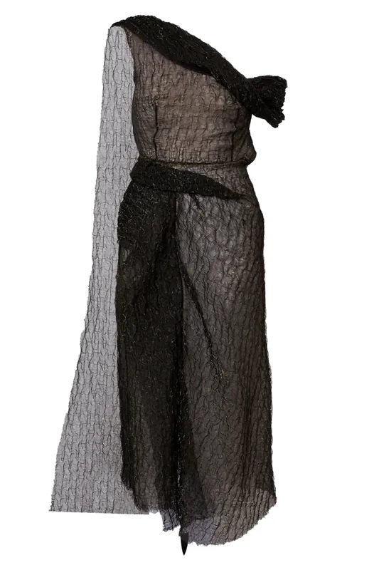 Asymmetrical Draped Midi Dress | Black - Erdem
