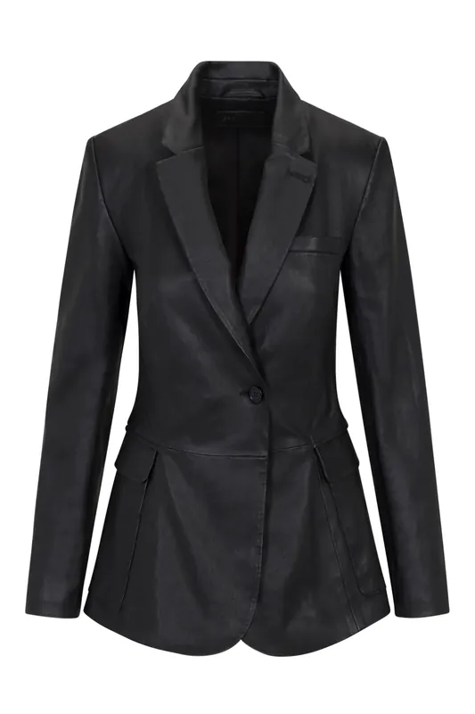 Fitted Leather Blazer | Black - SPRWMN