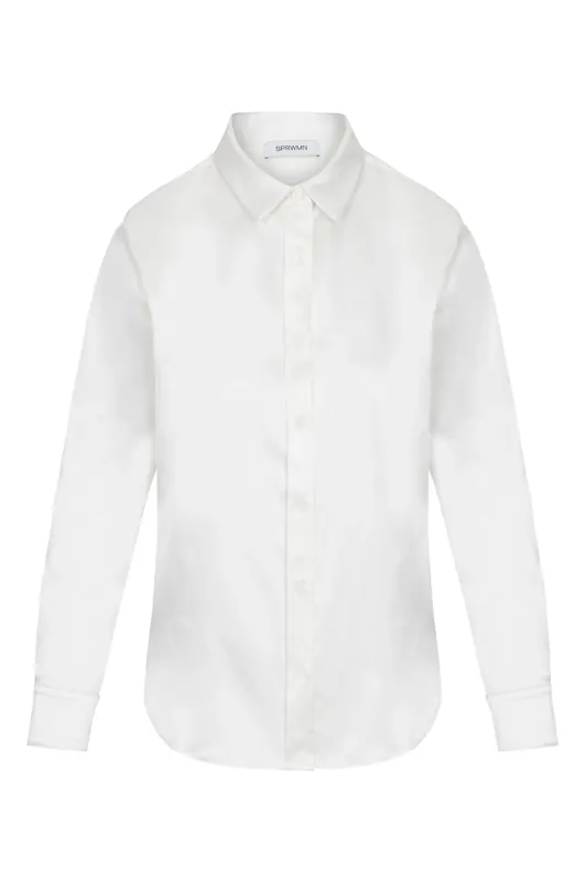 Silk Fitted Button Down | Pearl - SPRWMN