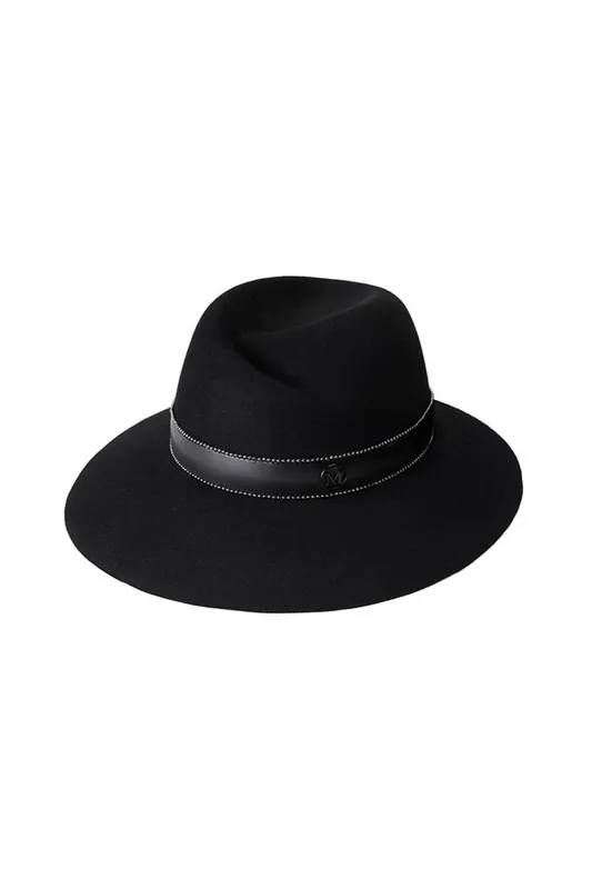 Virginie Felt Fedora Hat Leather Effect Band | Black - Maison Michel