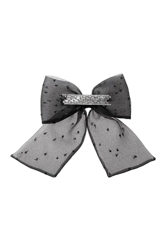 Willa Bow | Organza Black/Silver & Rhinestones - Maison Michel