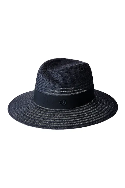Virginie Fedora Hat | Sewn Straw Navy - Maison Michel