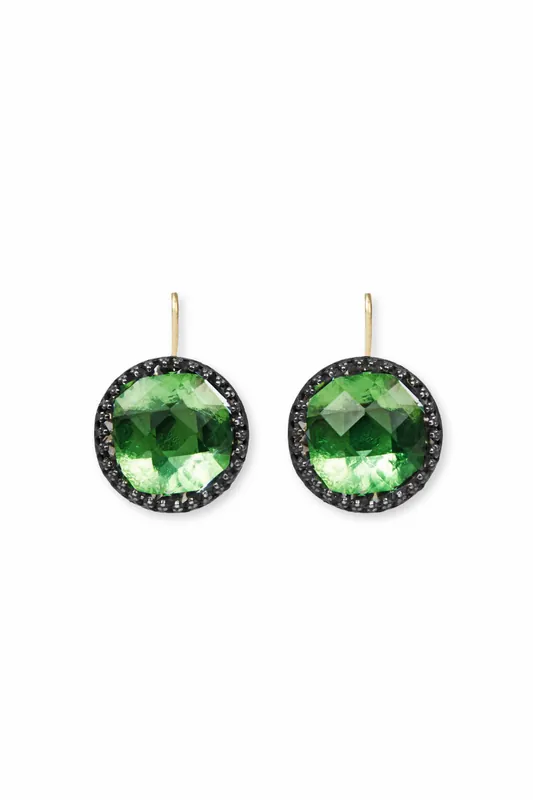 Olivia Button Earrings | Black Rhodium/Grass - Larkspur & Hawk