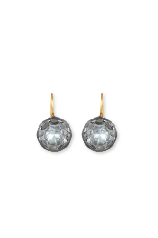 Catherine Button Earrings | Black Rhodium / White - Larkspur & Hawk