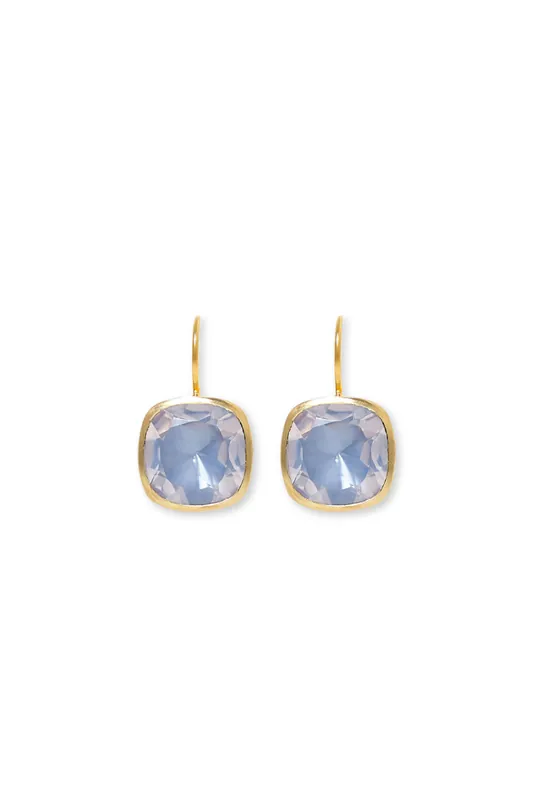 Luzia Button Earrings | 14K Yellow Gold / Lavender Moon Quartz - Larkspur & Hawk