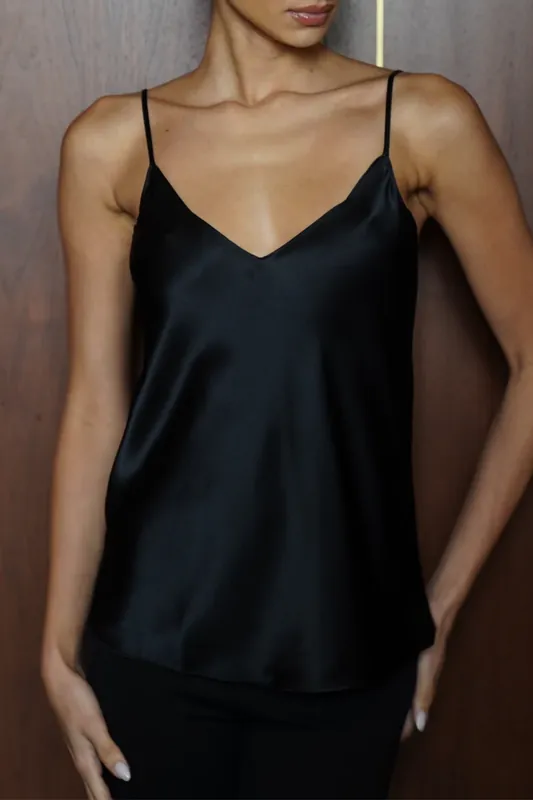 Gloria Silk Tank | Black - Sablyn