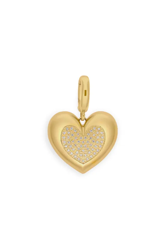 Paulette Brushed Yellow Gold Baby Heart with Diamond Heart Pendant - Lauren Rubinski