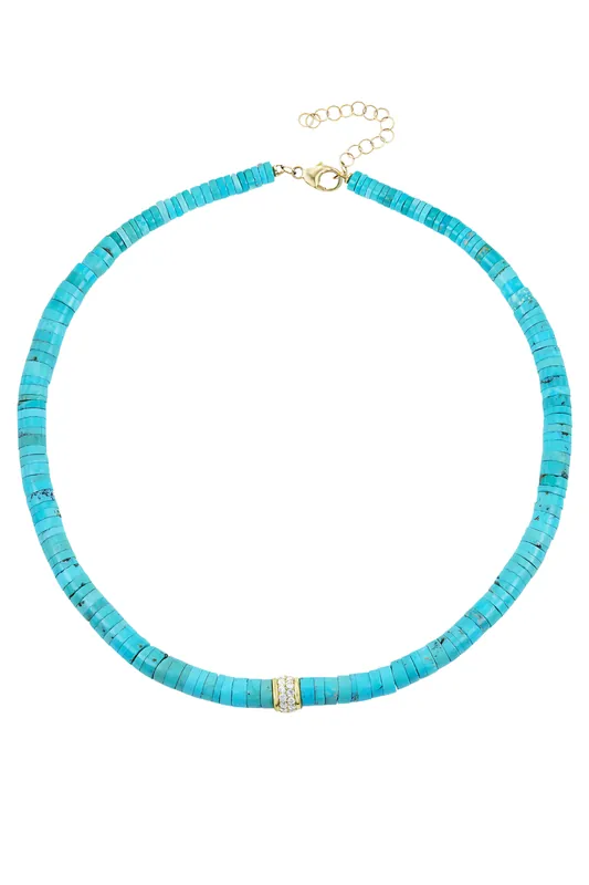 Turquoise Beaded Necklace | Diamonds - Jenna Blake