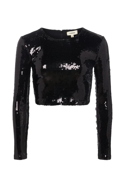 Rogan Sequin Top | Black - L'Agence
