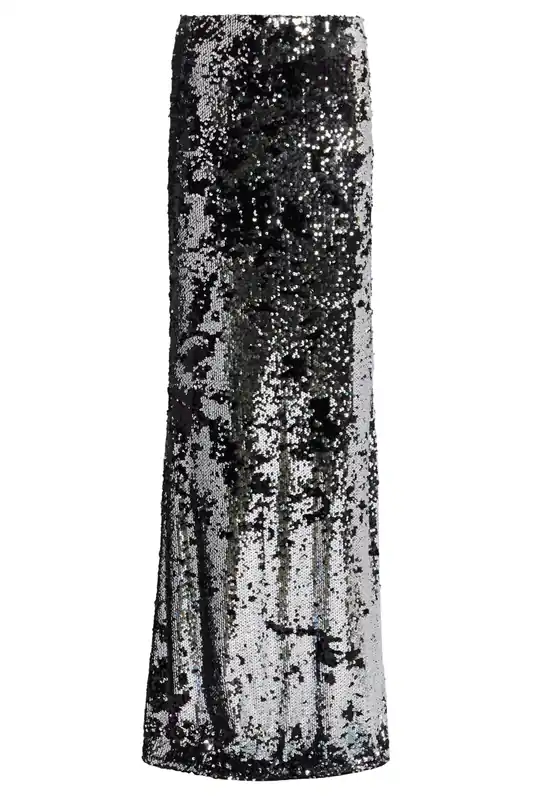 Zeta Sequin Skirt | Silver/Black - L'Agence