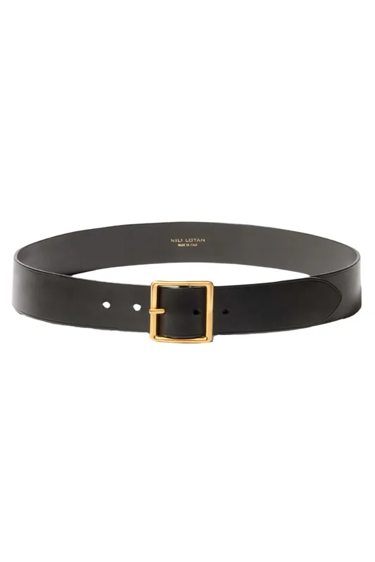 Marcela Belt | Black W/ Antique Brass Buckle - Nili Lotan