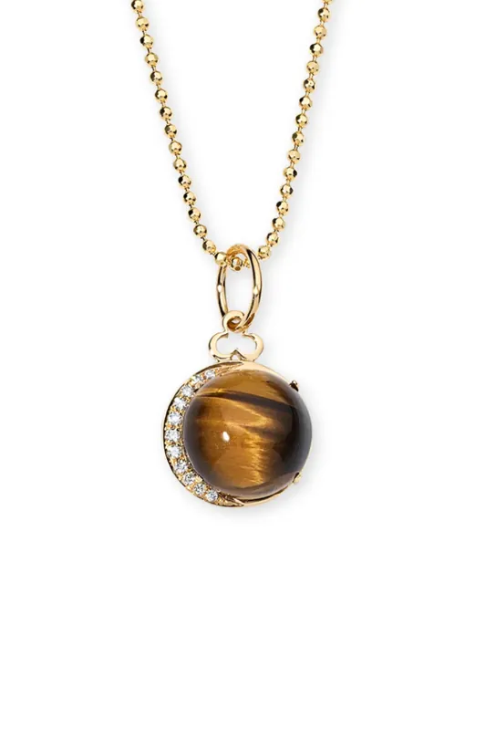 Cabochon Moon Charm Pendant | Tiger's Eye - Devon Woodhill