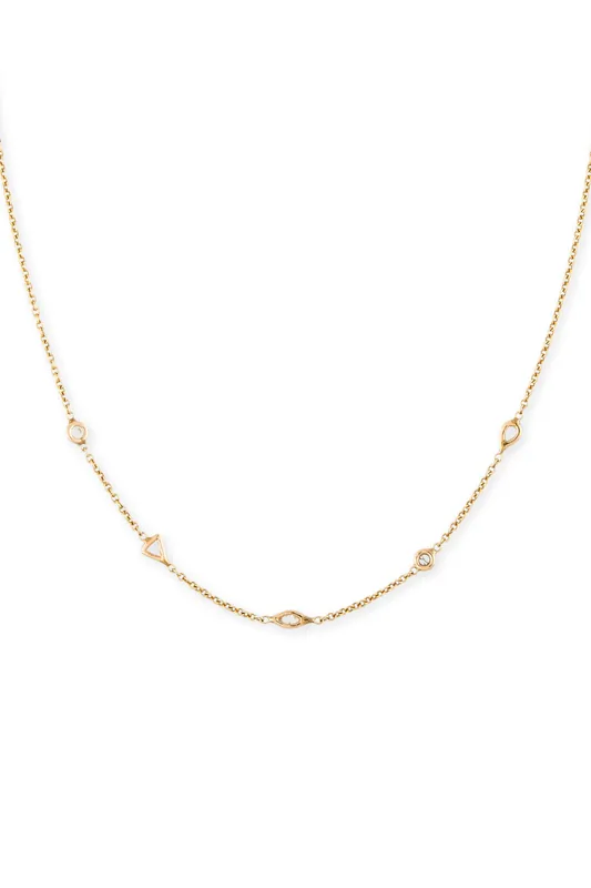 5 Diamond Shapes Spaced Out Choker - Jacquie Aiche