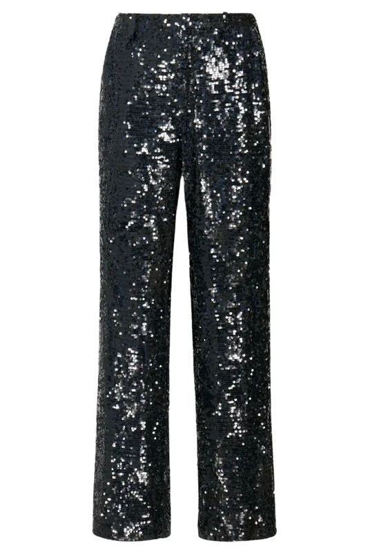 Sequin Tapered Pleated Pant | Marine - LAPOINTE