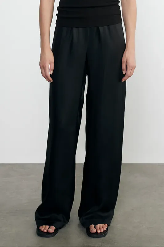 Fluid Twill Pant | Black - Enza Costa
