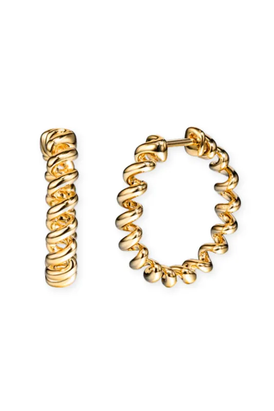 Small Yellow Gold Mini Slinkee Hoops - Boochier