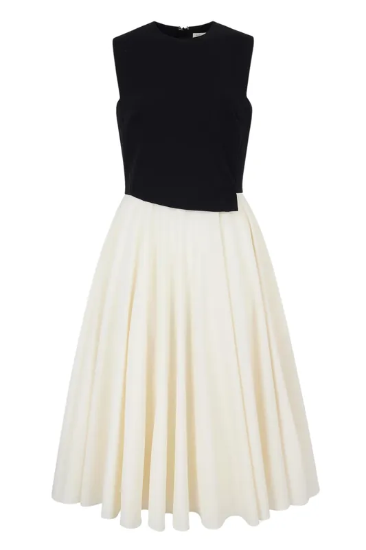 Federica Dress | Black & Ivory Summer Wool - Emilia Wickstead