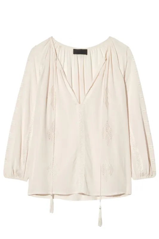 Cristo Silk Blouse | Ivory - Nili Lotan