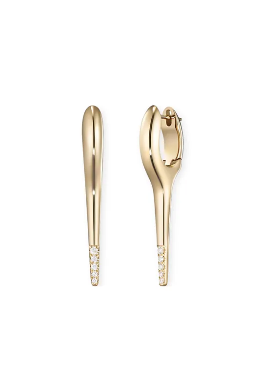 Lola Needle Earrings Small | Partial Diamonds - Melissa Kaye