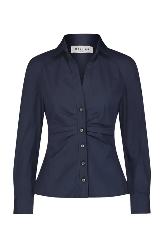 Savile Stretch Poplin Shirt | Navy - Callas Milano
