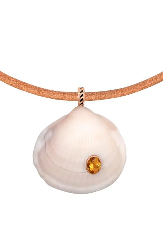 Anadara Shell Leather Cord Necklace | Scapolite - Dezso by Sara Beltran