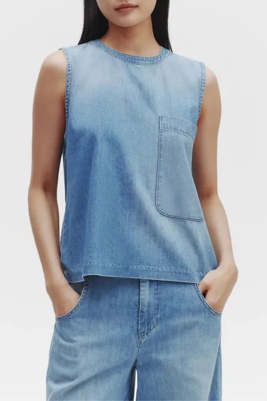 Mikala Top In Denim | Vintage Wash - TWP