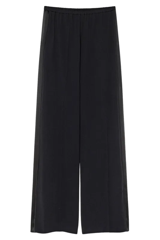 Matte Satin Envers Palazzo Trousers | Nero - Forte Forte